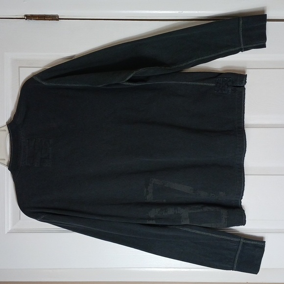 Aeropostale Faded Black Henley Long Sleeve Shirt Y2K Grunge Punk Size L - Picture 2 of 8